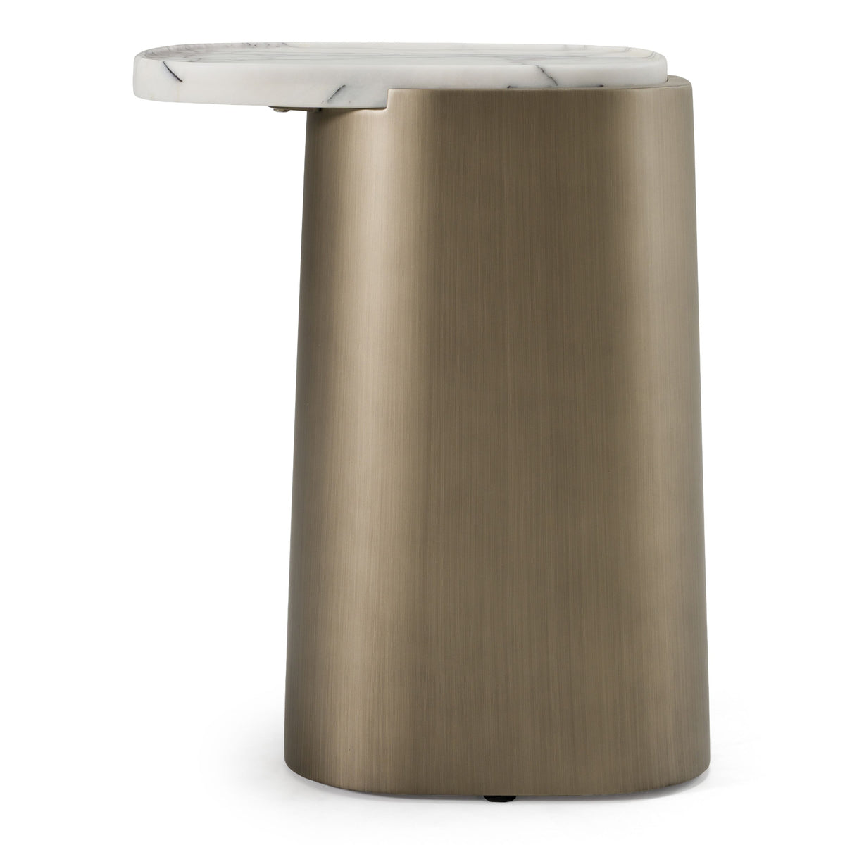 Magnolia 16.9" Modern White Marble & Antique Brass Accent Table