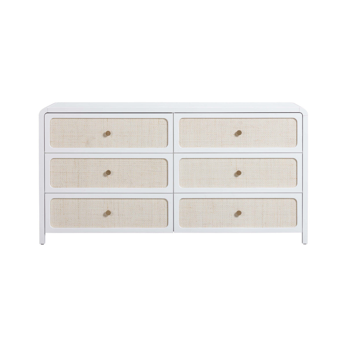 Ameline White Rattan 6 Drawer Dresser