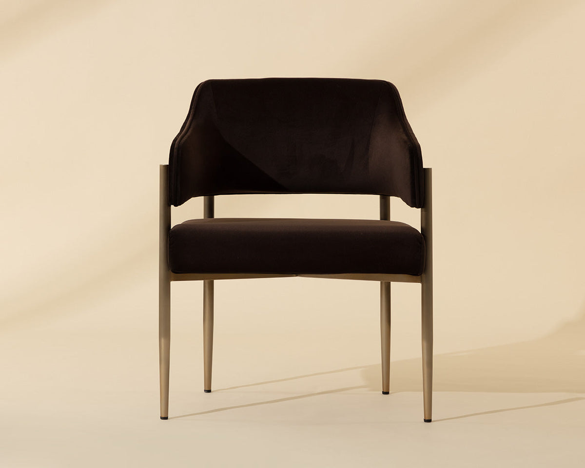 Tova Mink Plush Fabric & Stainless Steel Dining Armchair