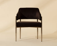 Tova Mink Plush Fabric & Stainless Steel Dining Armchair