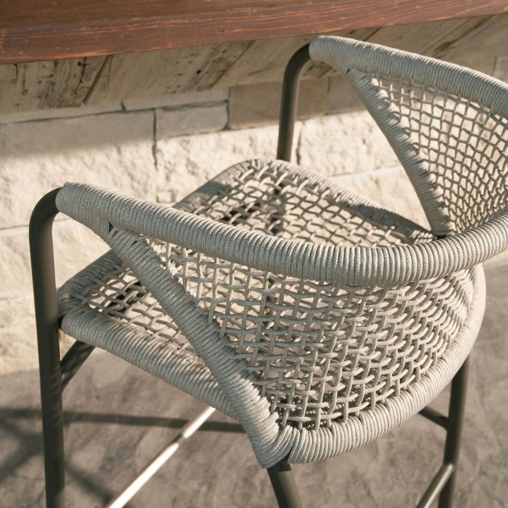 Enzo Buff Plain Weave Outdoor Bar Stool