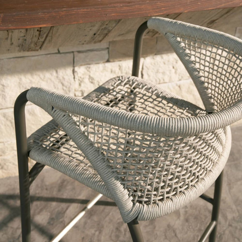 Enzo Buff Plain Weave Outdoor Bar Stool