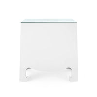 Maylee 26" Glass Top White & Gold End Table/Nightstand