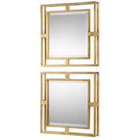 Lani Antiqued Gold Leaf Square Mirrors (Set of 2)