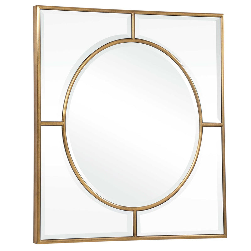 Pres 48" Brushed Gold Square Beveled Mirror