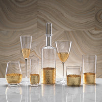 Fez Cut Glass Champagne Flute with Gold Leaf - Set of 12