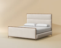 Yasmine Alabaster Performance Fabric & Antique Brass King Bed
