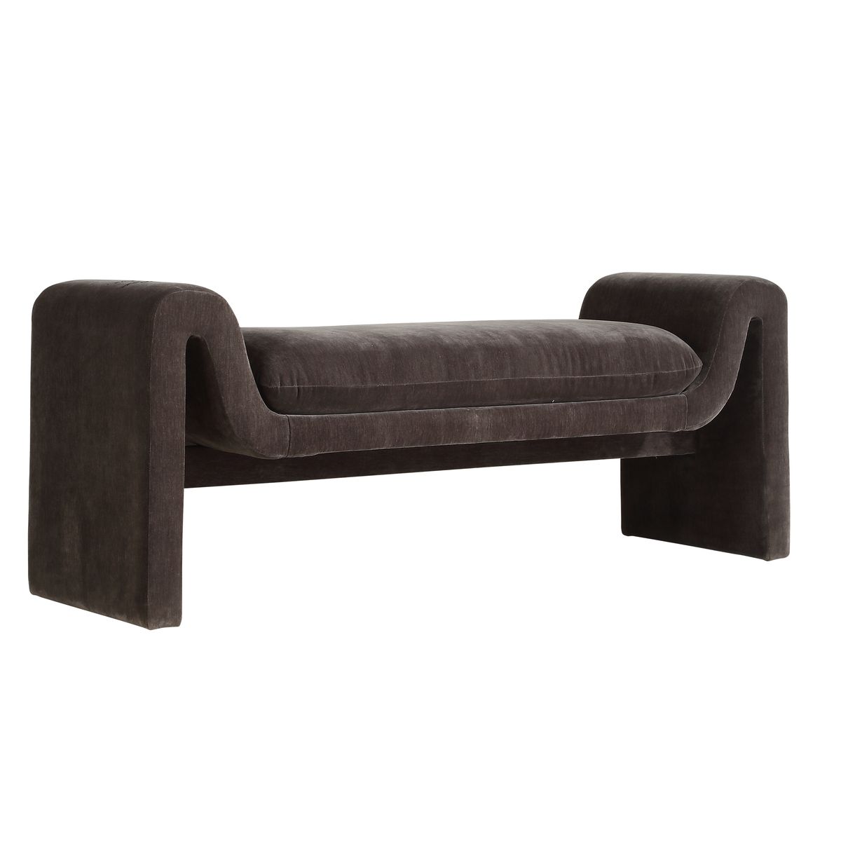 Elara Grey Velvet Bench