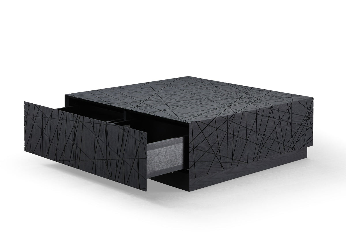 Gloria Modern Black Oak Square Coffee Table With Storage