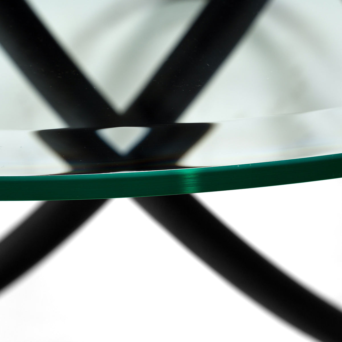 Caroline Modern Round Glass & Black Dining Table