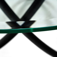 Caroline Modern Round Glass & Black Dining Table