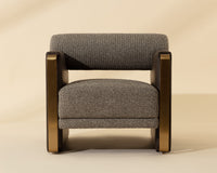 Edgar Earth Fabric, Espresso Faux Leather & Gold Accent Chair