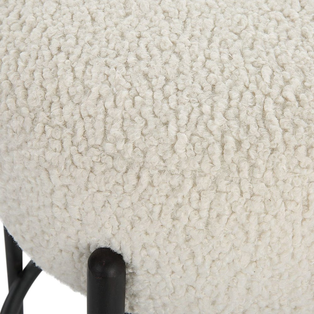 Riely White Faux Shearling & Black Counter Stool