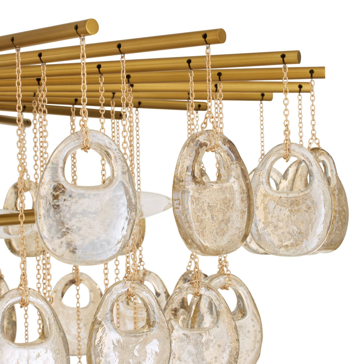 Jacqueline 42" Amber Seeded Glass Large Chandelier