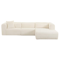 Telav 118" Fluffy Oversized Cream Performance Corduroy Modular RAF Sectional