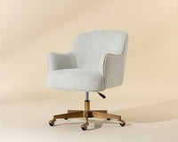Karina White Boucle & Gold Curved Desk Chair