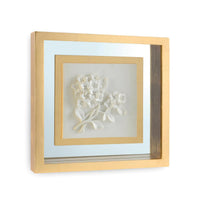 Josiane Botanical Porcelain Flower Shadow Box Wall Art with Gold Leaf Frame (4 Styles)