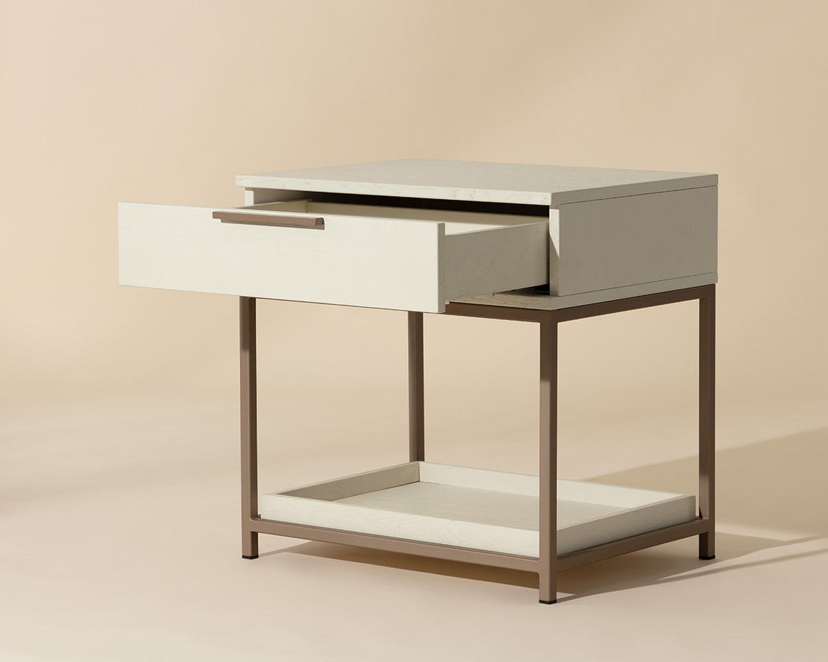Rebel 23.5" Cream Oak & Gold Nightstand
