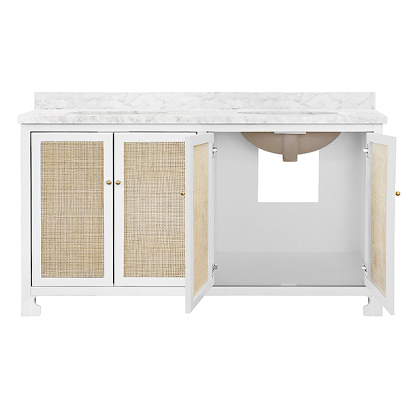 Airah 60" White Cane & Marble Bath Vanity