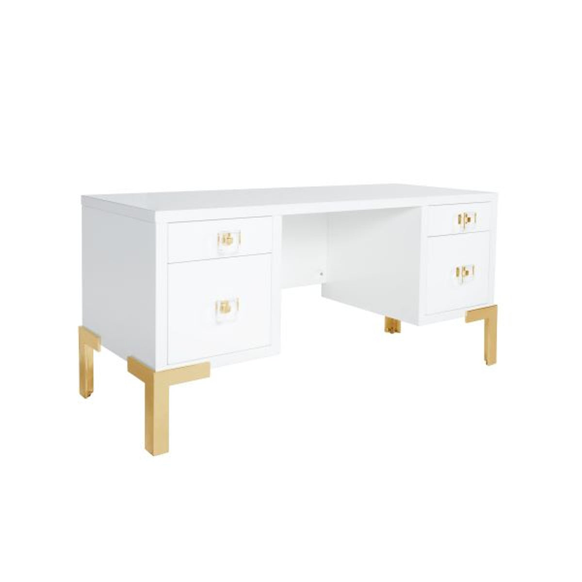 Camilla White Desk with Acrylic & Gold Accents