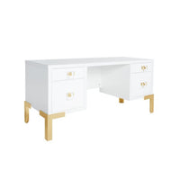 Camilla White Desk with Acrylic & Gold Accents