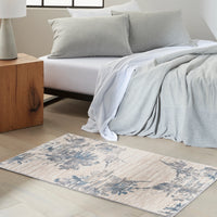 Eloise Abstract Floral Ivory, Grey & Blue Area Rug