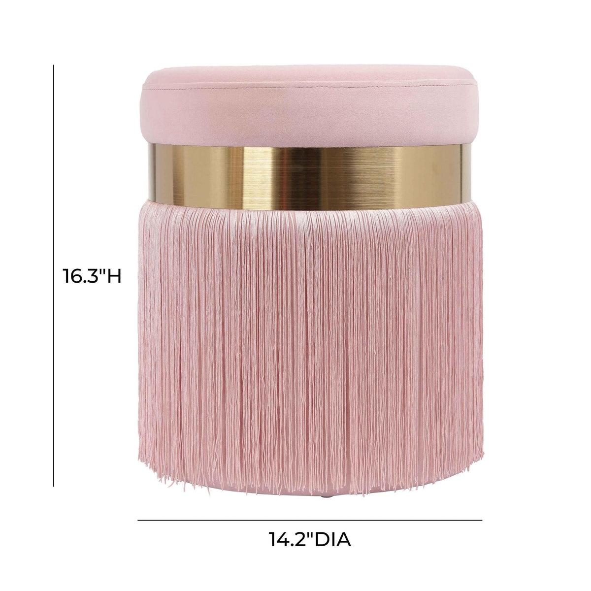 Lareen Blush Velvet Tasseled Ottoman