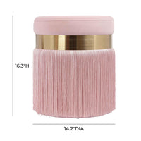 Lareen Blush Velvet Tasseled Ottoman