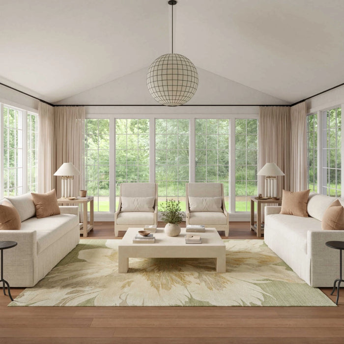 Meridith Green/Ivory Abstract Area Rug