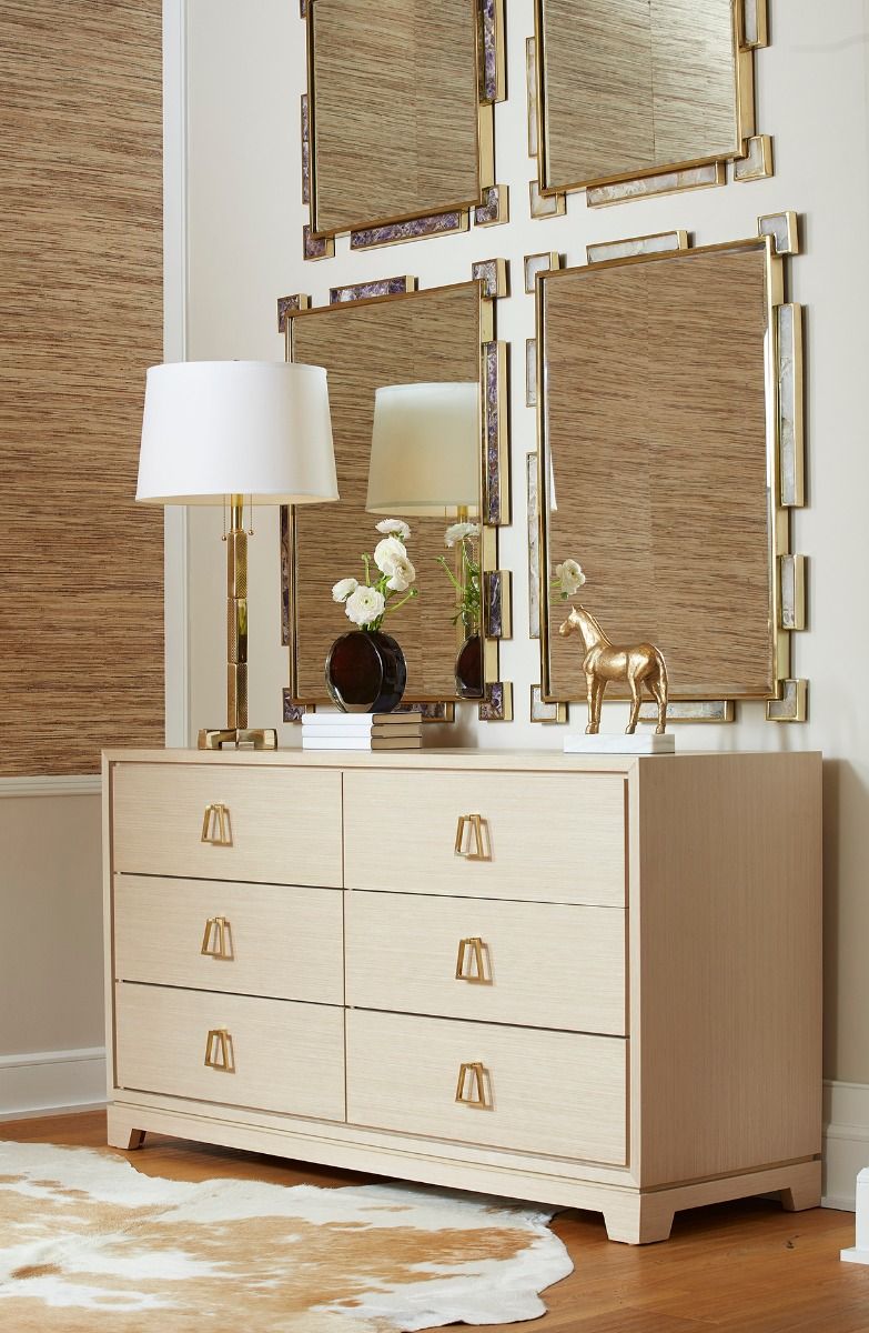 Richelle Rock Large Crystal & Polished Brass Mirror