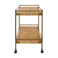 Georgiana Burl Wood & Brass Bar Cart