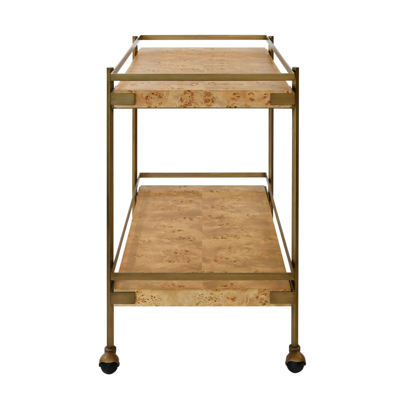 Georgiana Burl Wood & Brass Bar Cart