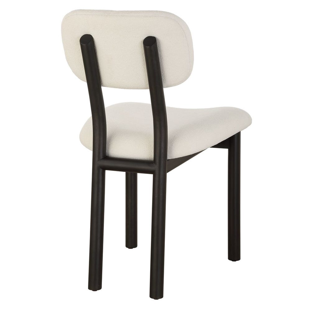 Vertu Textured Ivory & Satin Black Dining Chairs (Set of 2)