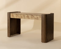 Beryl 60" Burl Veneer & Brown Oak Desk Console Table