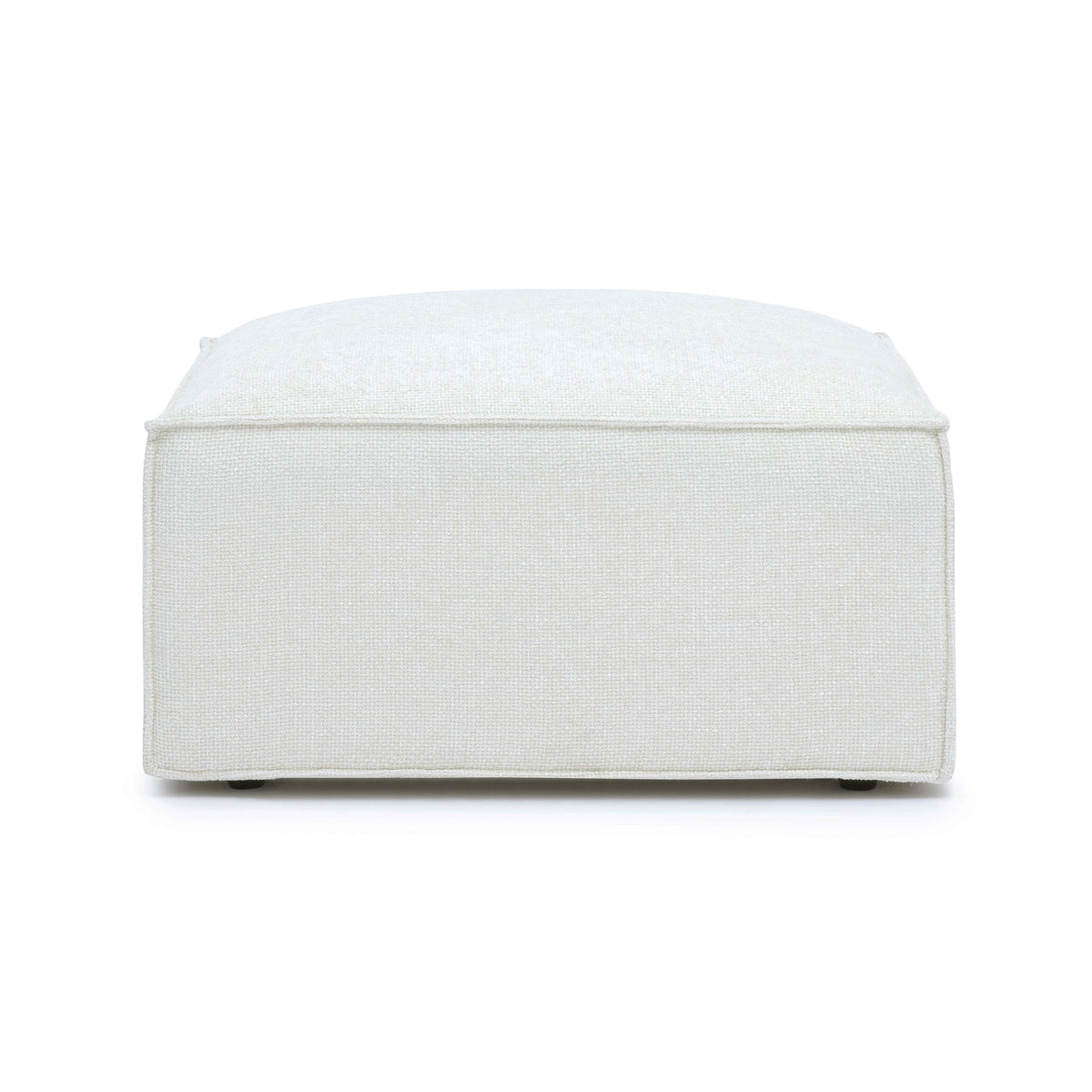 Mindy Cream Performance Chenille Basketweave Ottoman