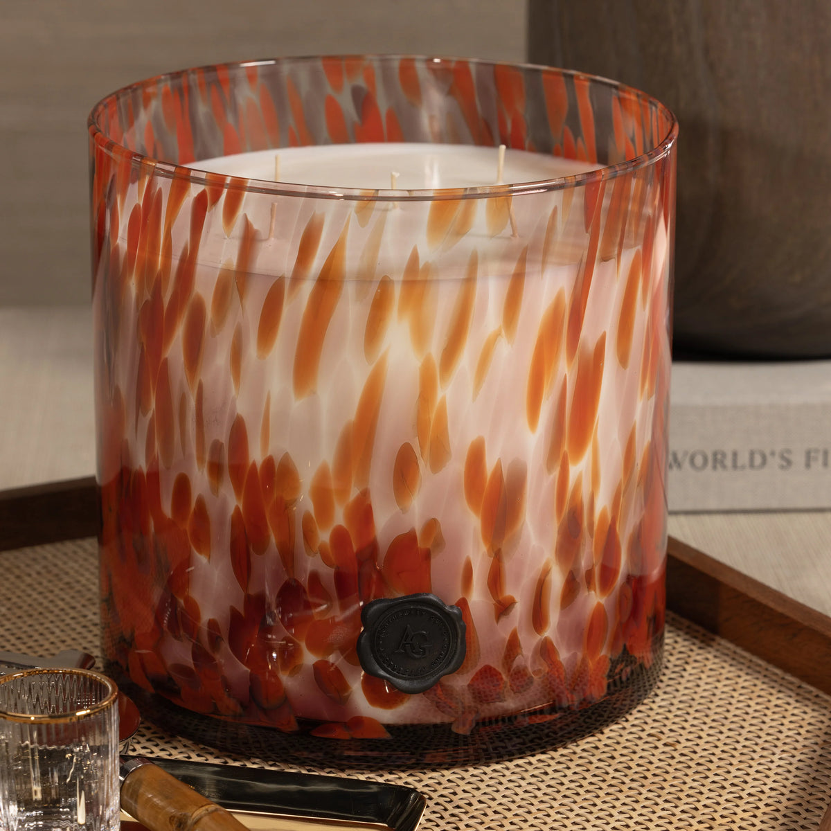 Opal Glass Five-Wick Candle Jar Red/Cardamom Negroni (Set of 2)