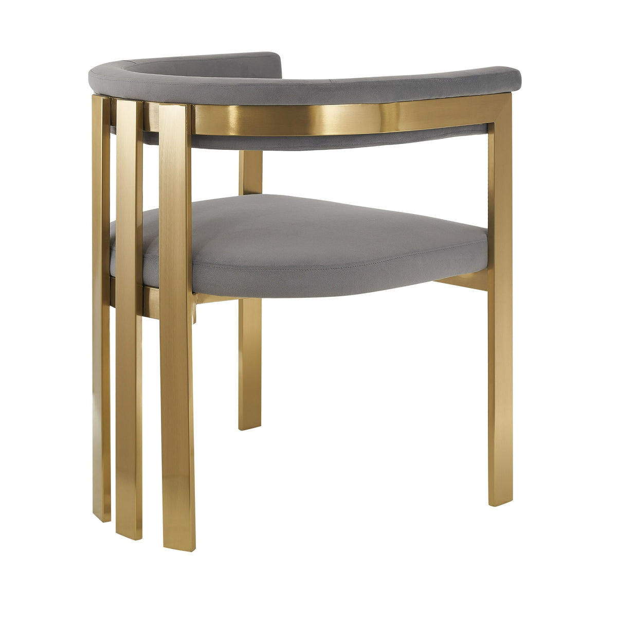 Thisbe Modern Grey Velvet + Champagne Gold Dining Chair