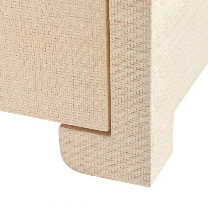 Vani 3 Drawer Natural Twill Side Table - Square Gold Handles