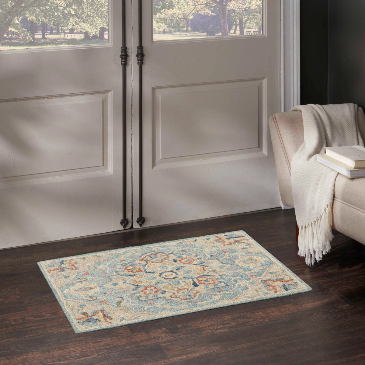 Goldie Light Blue Wool Persian Style Area Rug