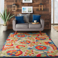 Annitra Indoor/Outdoor  Multicolor Summer Blosoms Area Rug - Elegance Collection