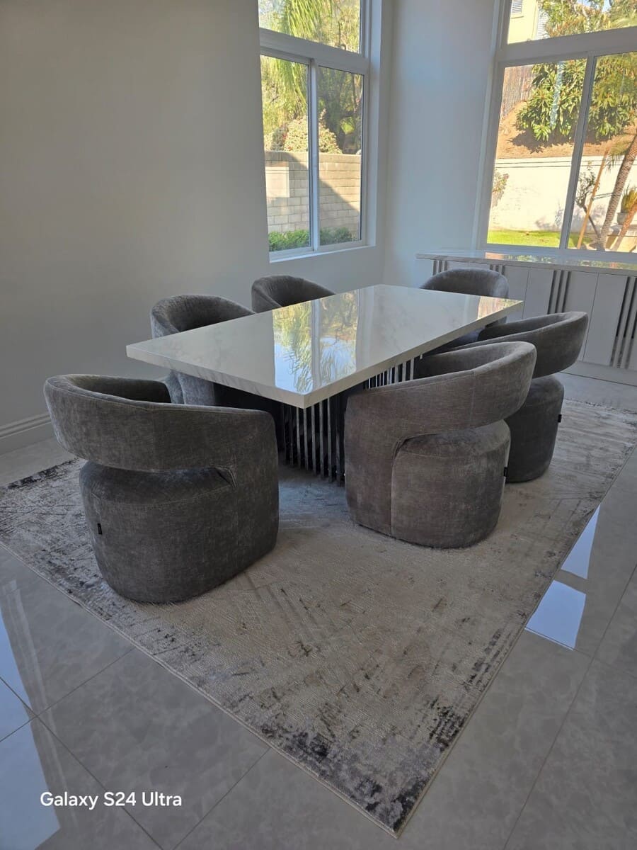 Gastra Modern Dark Grey Fabric Dining Chair