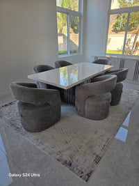 Gastra Modern Dark Grey Fabric Dining Chair