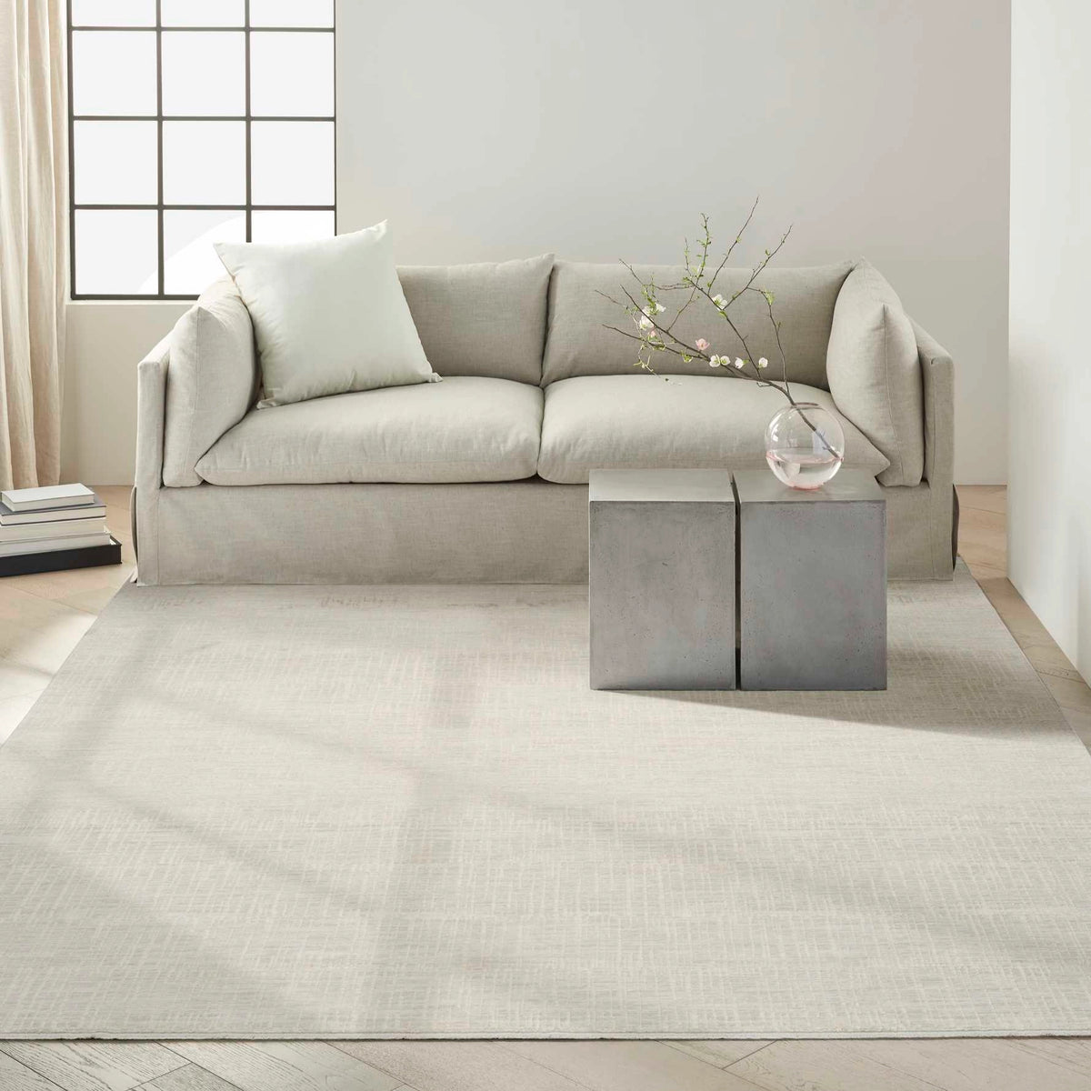 Agatha Modern Silver Ivory Area Rug