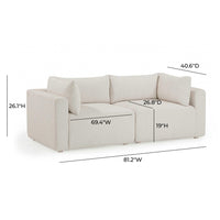 Karsyn 81.2" Cream Performance Fabric Outdoor Modular Loveseat