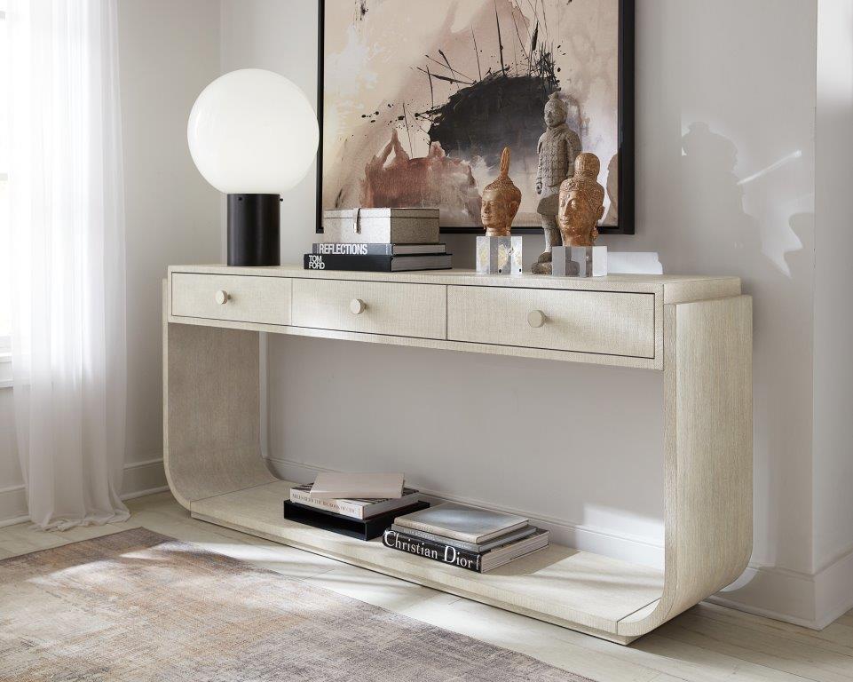 Reyeh Light Wood & Pewter Modern Console Table