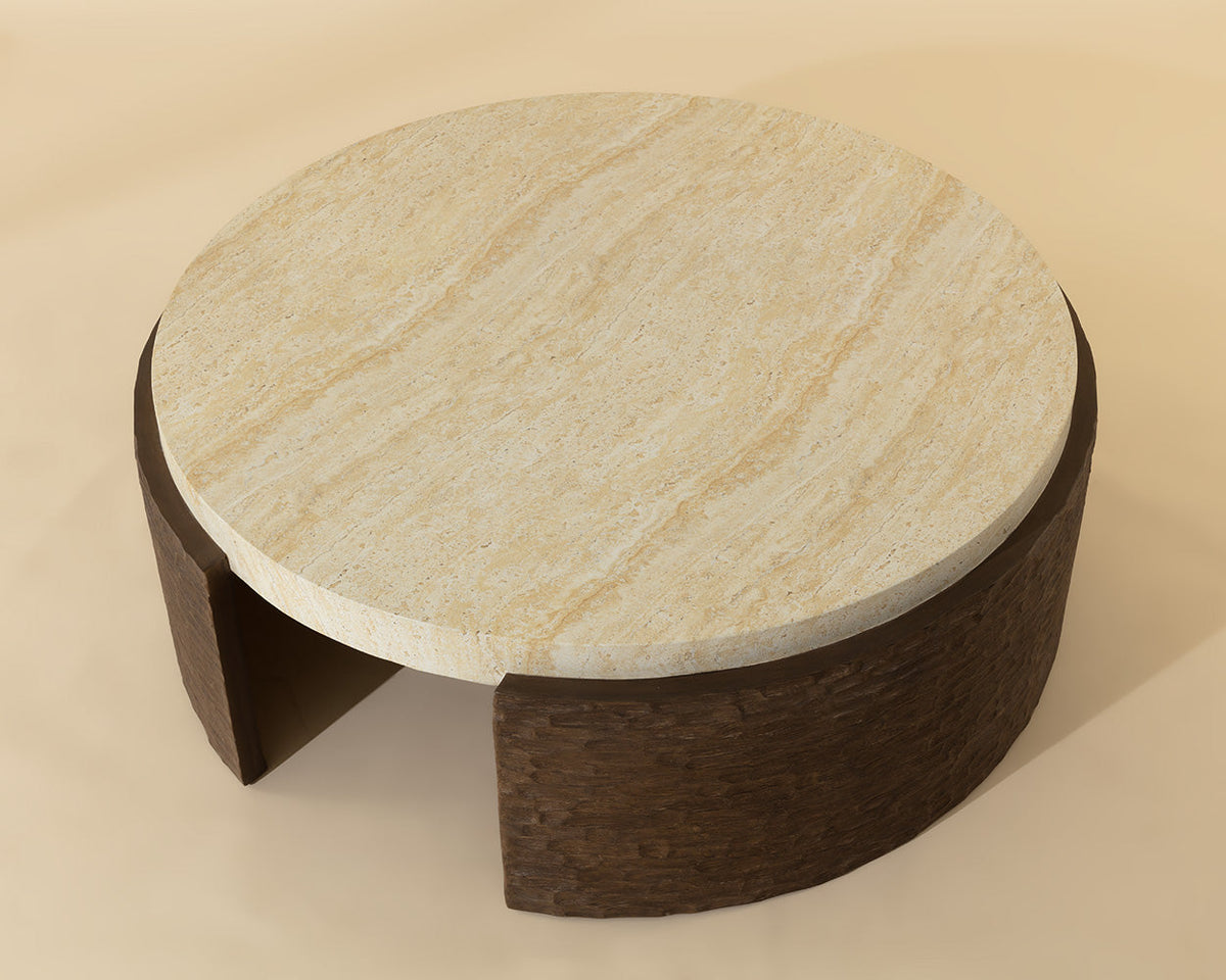Mesa 50" Travertine Concrete Indoor/Outdoor Coffee Table