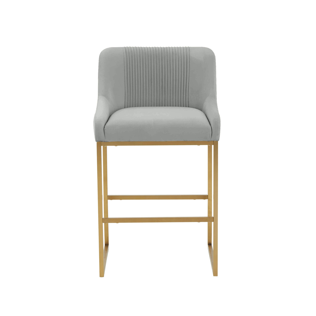 Melodie Grey Pleated Velvet Counter Stool