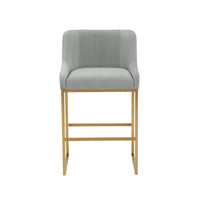 Melodie Grey Pleated Velvet Counter Stool