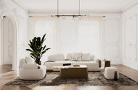 Grace 107" Modern Off-White & Antique Brass Sofa