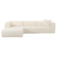 Telav 118" Fluffy Oversized Cream Performance Corduroy Modular LAF Sectional